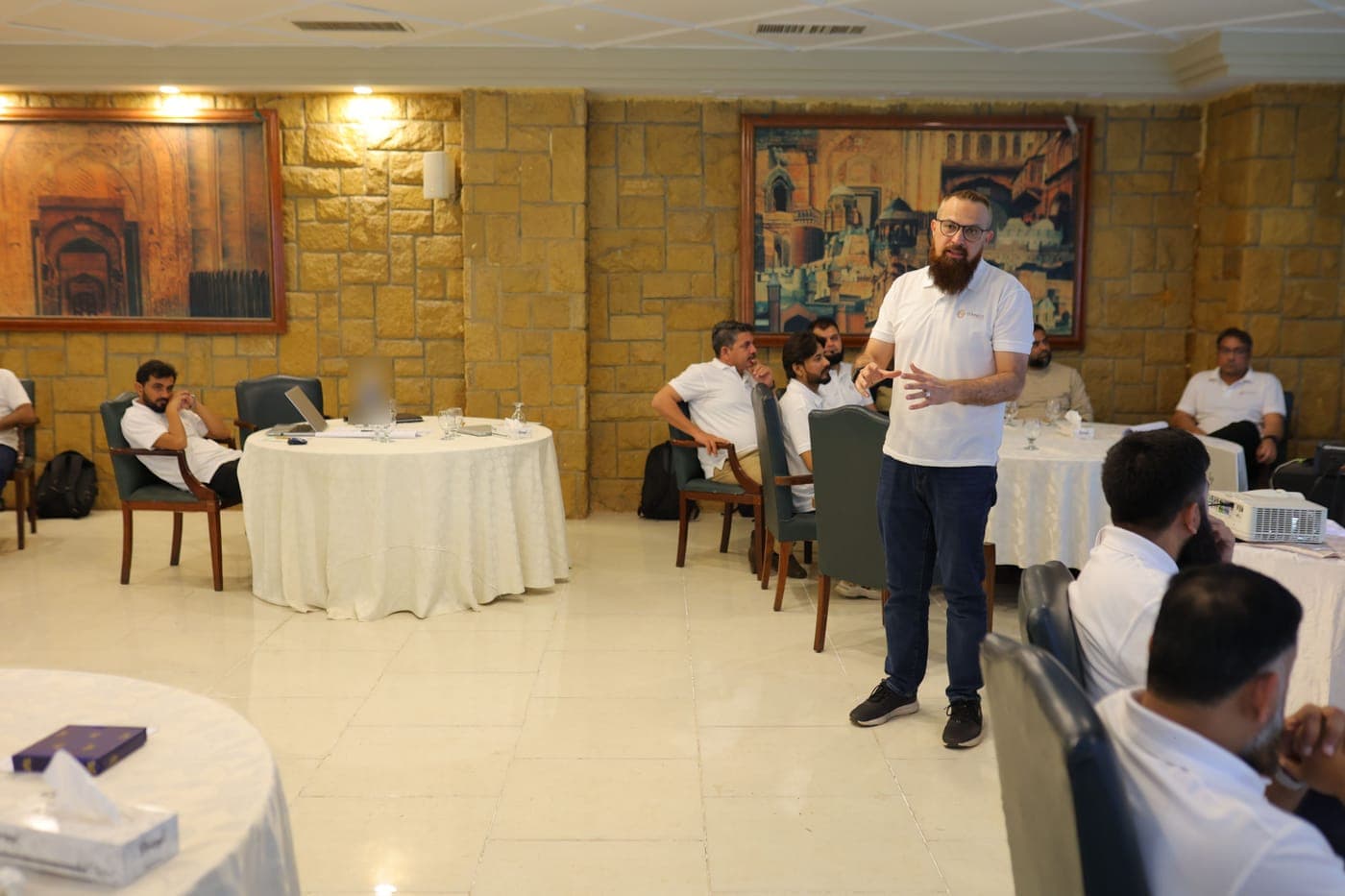 A manager leading a session